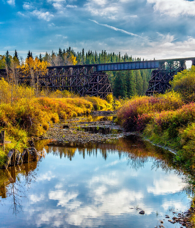 View of River and Train Bridge